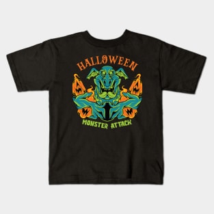 Halloween Monster Attack Kids T-Shirt